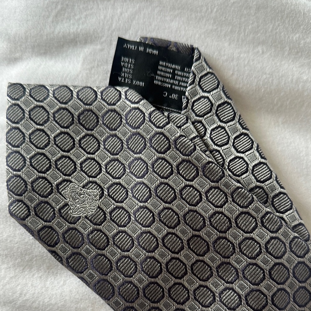 Versace Black And Gray Patterned Tie - image 5